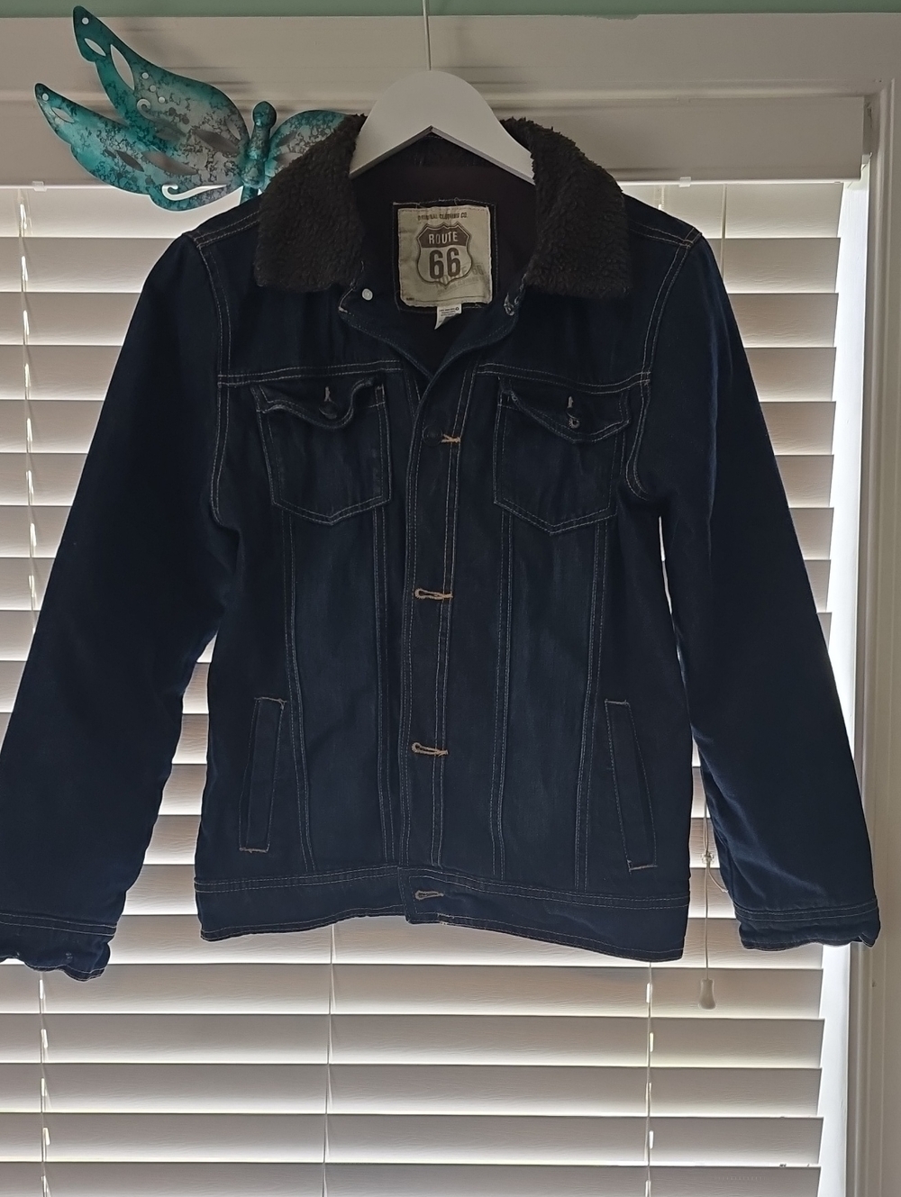 Route 66 Boy's Dark Blue Denim Jacket with Sherpa Collar